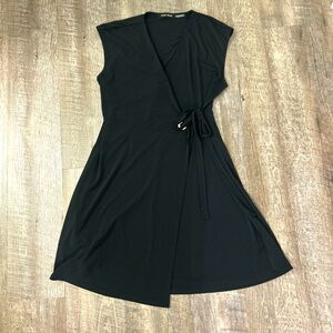 Elegant Black Faux Wrap Dress